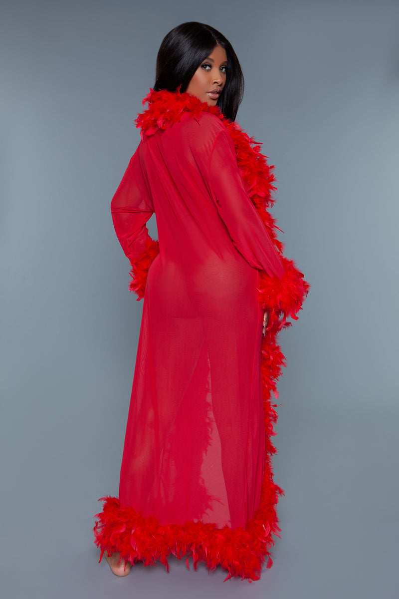Red Feathered Robe – Sultryy Wink